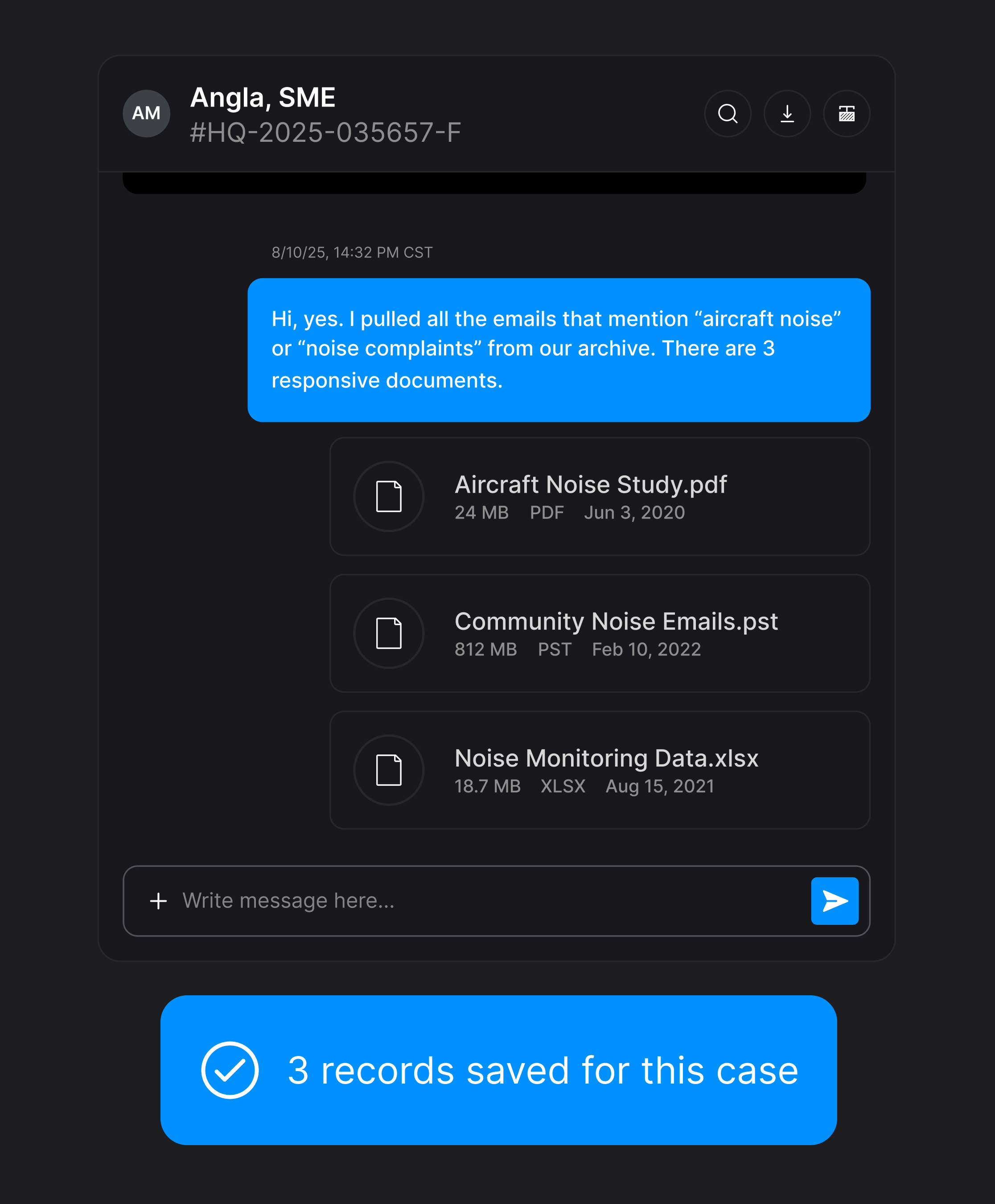 Case conversation thread in ICM